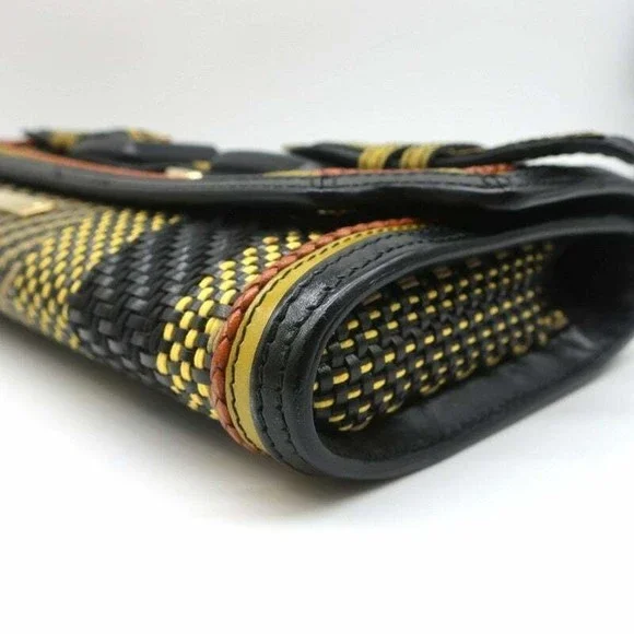 Burberry Prorsum Margot Oversize Buckle Clutch Black/Multi Woven Leather - Picture 9 of 12